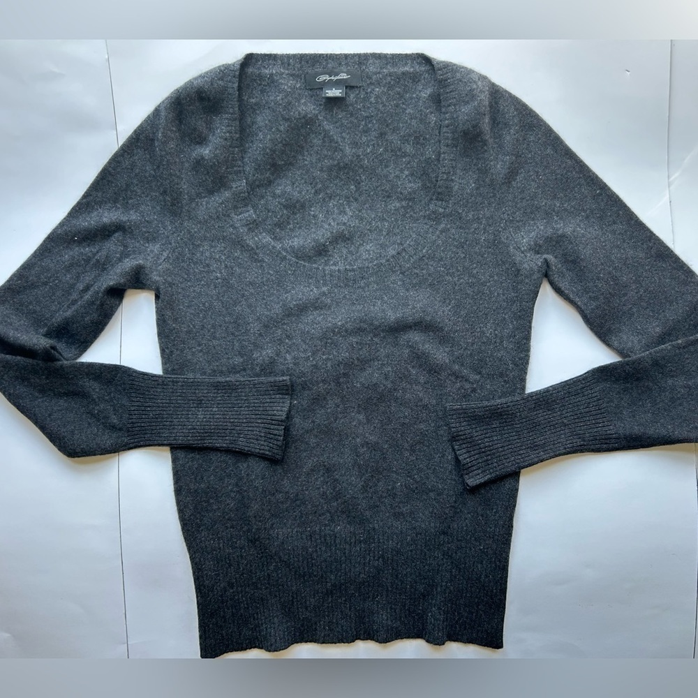 christopher Fischer 100% cashmere sweater grey scoop round neck - Picture 3 of 7